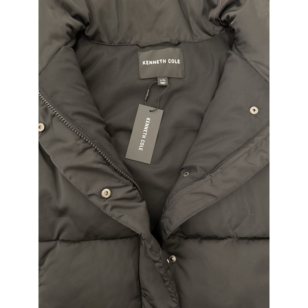 Kenneth Cole Puffer Vest Womens L/XL Black Zip Snap Stand Up Neck NWT $139 - Picture 2 of 11